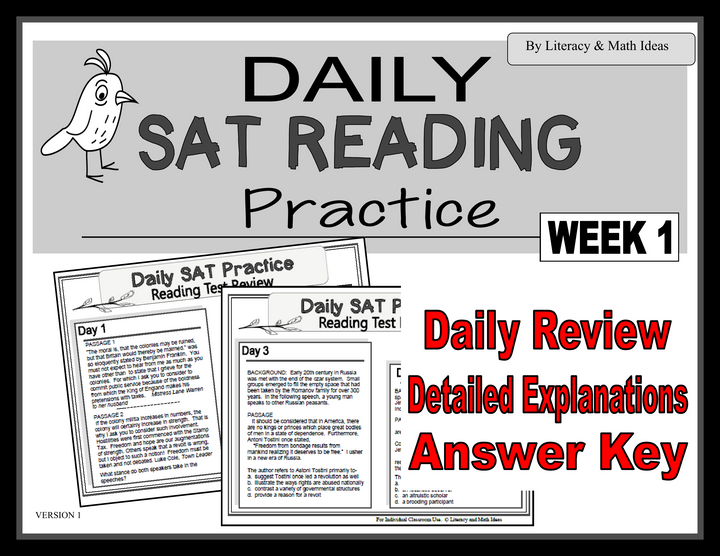 SAT Reading Prep: 10 Months of Daily Spiral Review & Explanations