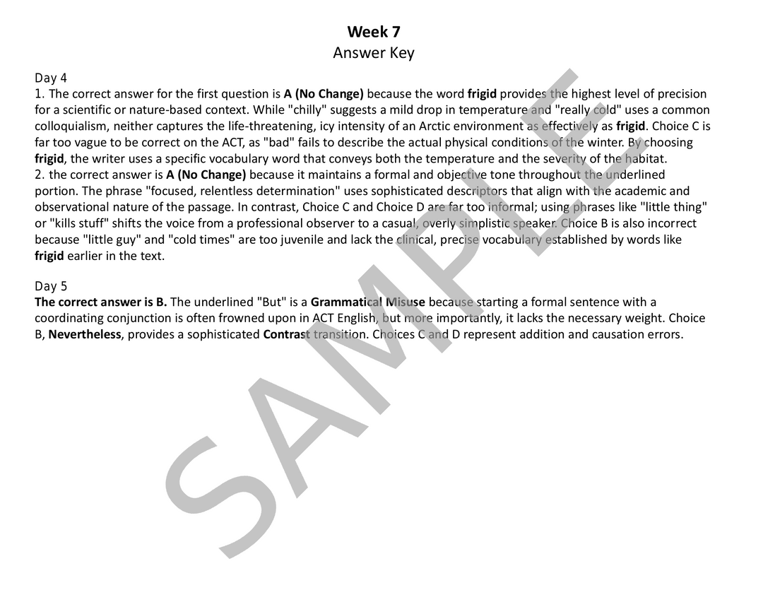 Daily ACT English Test Practice (Weeks 5 - 8): Grammar & Sentence Structure