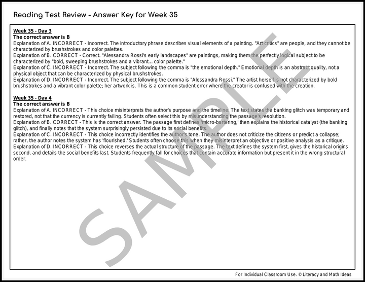 Daily SAT Reading Practice & Grammar Review: Weeks 33-36