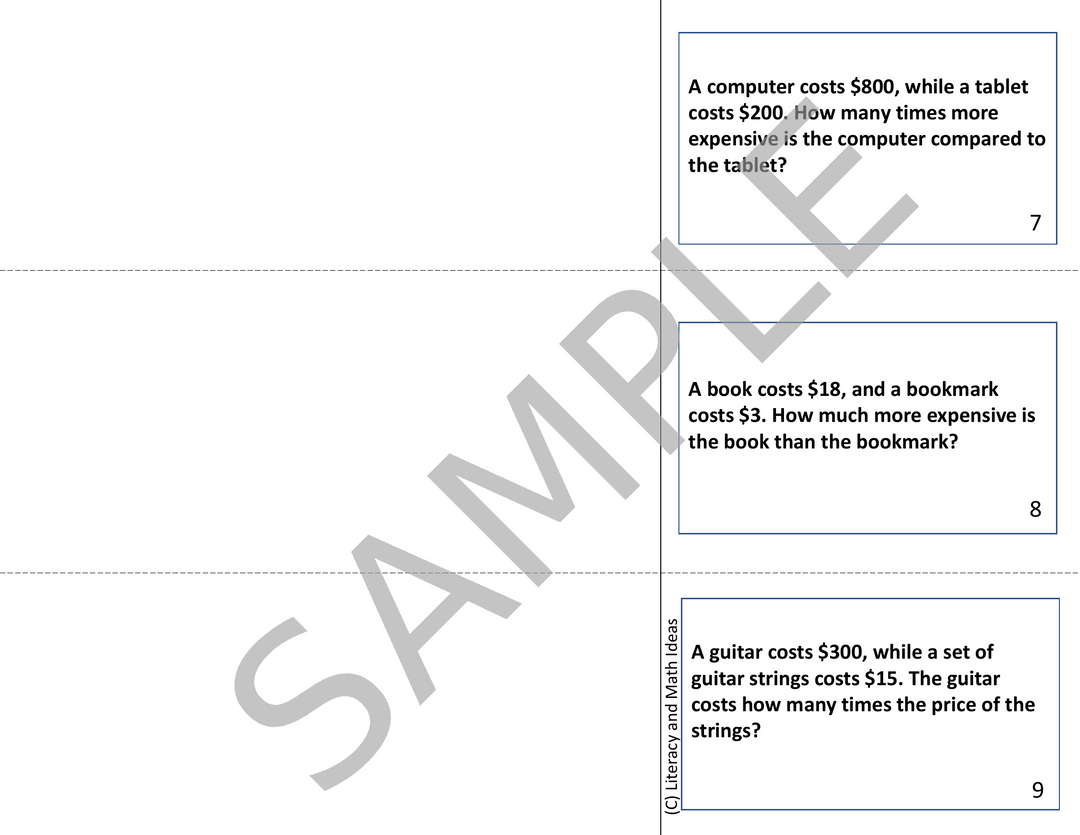 Free 4th Grade Math Center: CCSS 4.OA.1 Multiplicative Comparison Activity