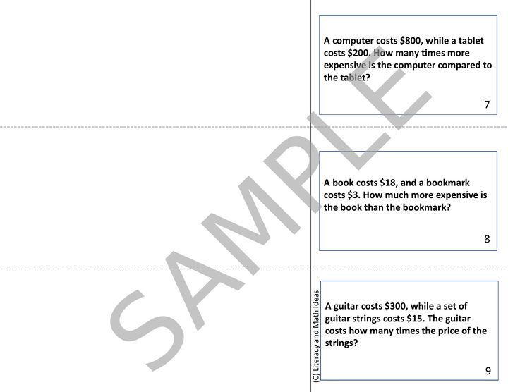 Free 4th Grade Math Center: CCSS 4.OA.1 Multiplicative Comparison Activity