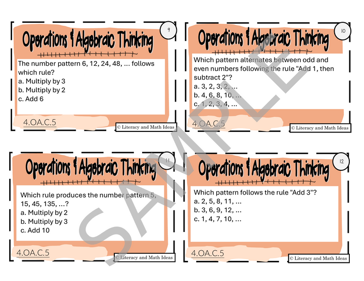 Grade 4 Operations and Algebraic Thinking Task Cards & Intervention