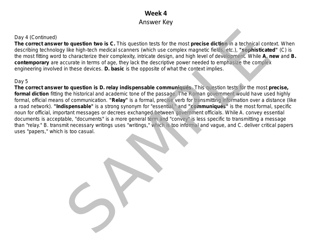ACT English Daily Practice Week 4: Rhetorical Skills & Diction