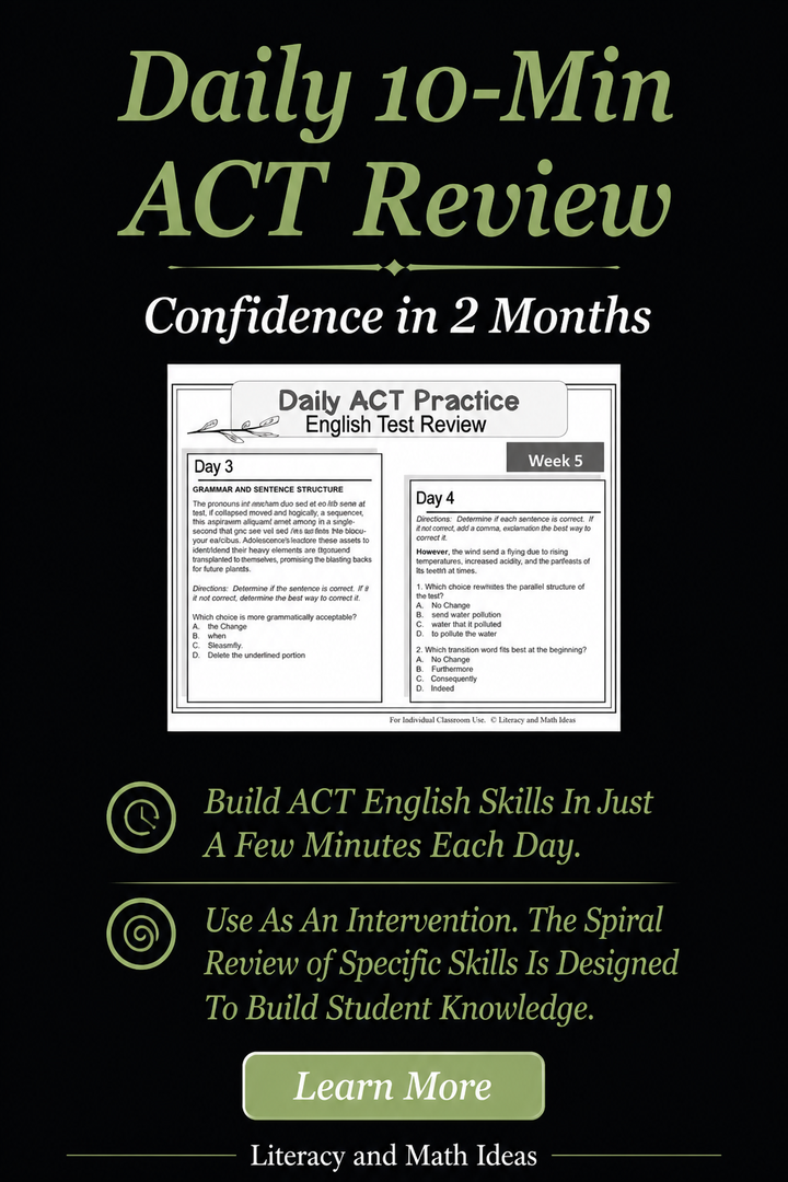 ACT English Prep: 8-Week Daily Spiral Review & Bell Ringers