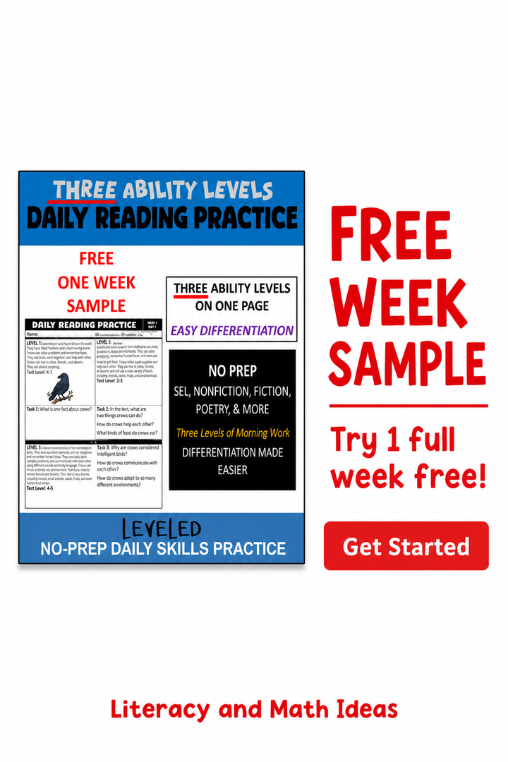 Free Differentiated Daily Reading Practice - 1 Week Sample