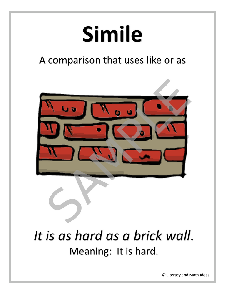 15 Illustrated Figurative Language Posters for Upper Elementary