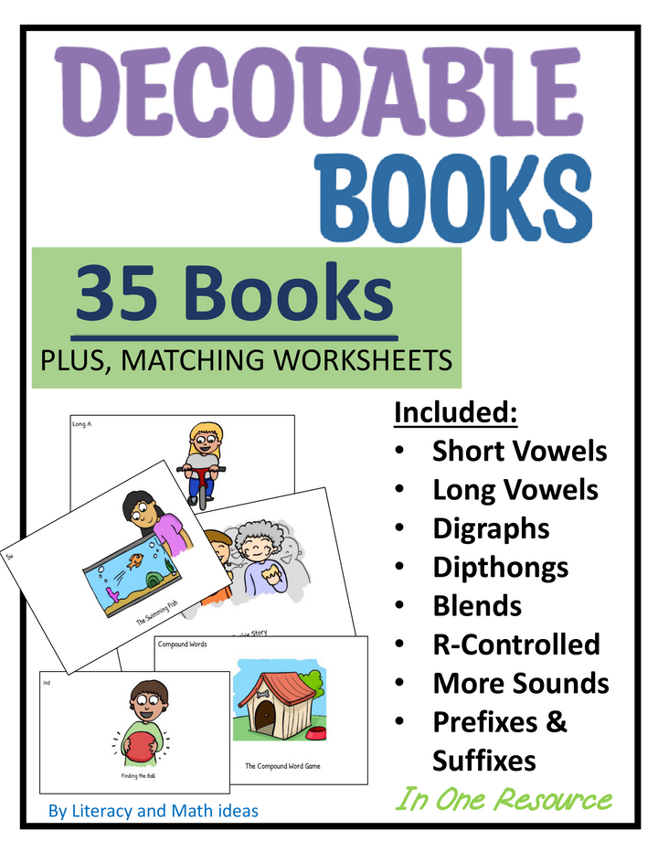 35 Decodable Phonics Books & Comprehension Worksheets for K-6