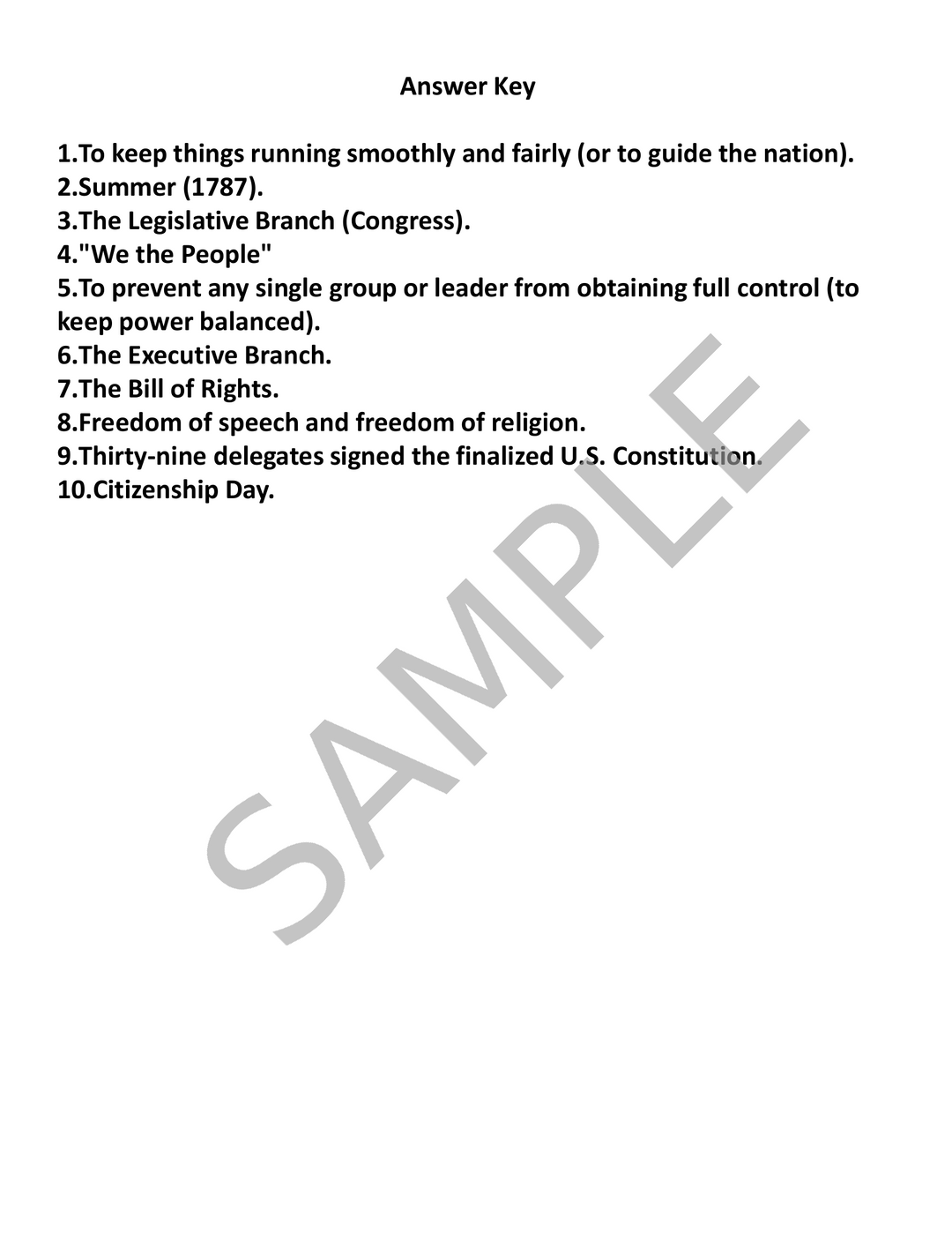 Free Constitution Day Reading Comprehension Worksheet & Morning Work (Grades 3-5)