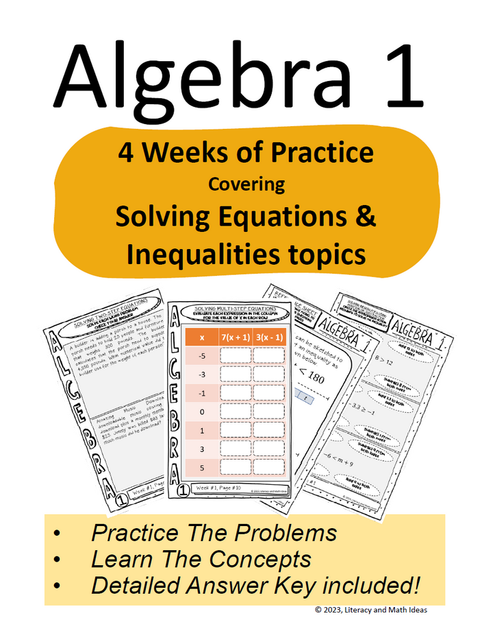 Algebra 1 Solving Equations and Inequalities