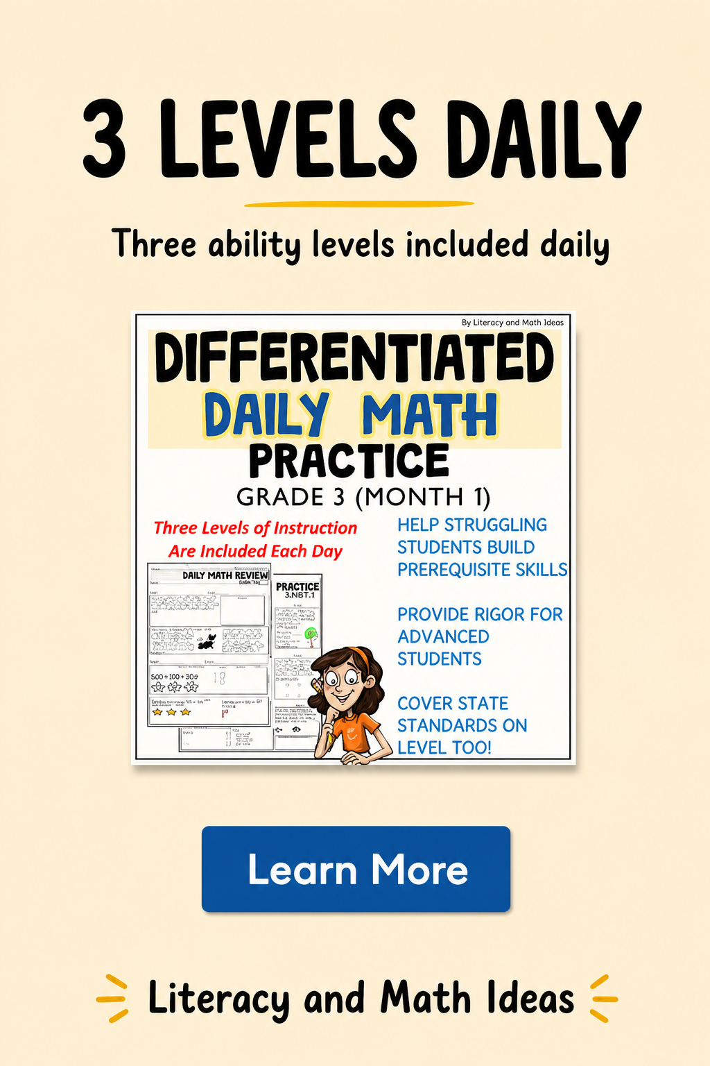 3rd Grade Differentiated Daily Math Practice: Month 1 Review