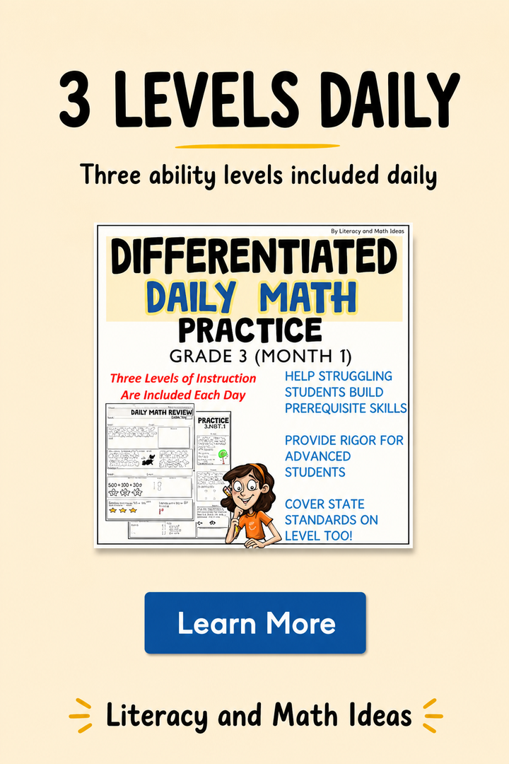 3rd Grade Differentiated Daily Math Practice: Month 1 Review