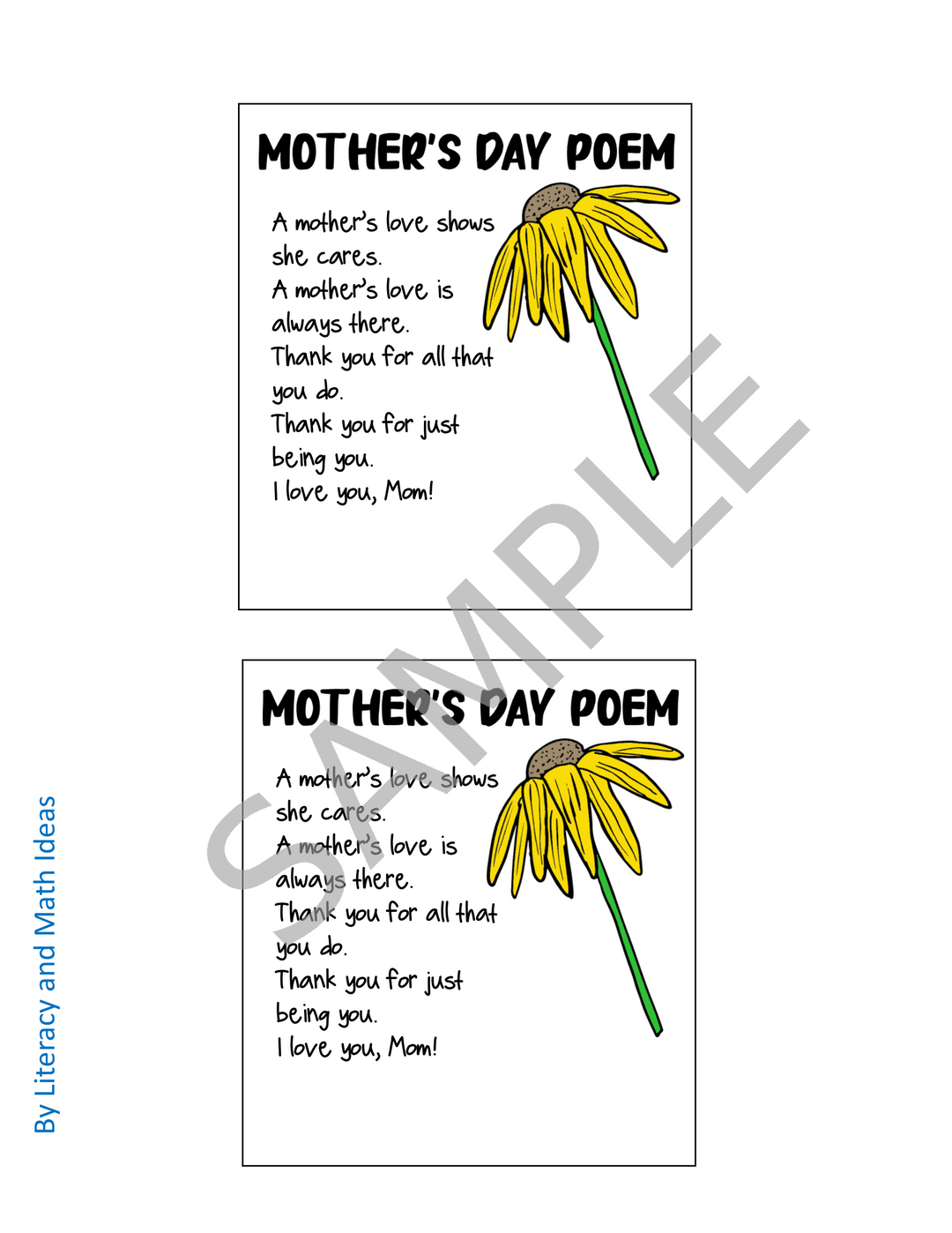 Free Mother's Day Crafts & Templates (Jumbo Flower & Poem)