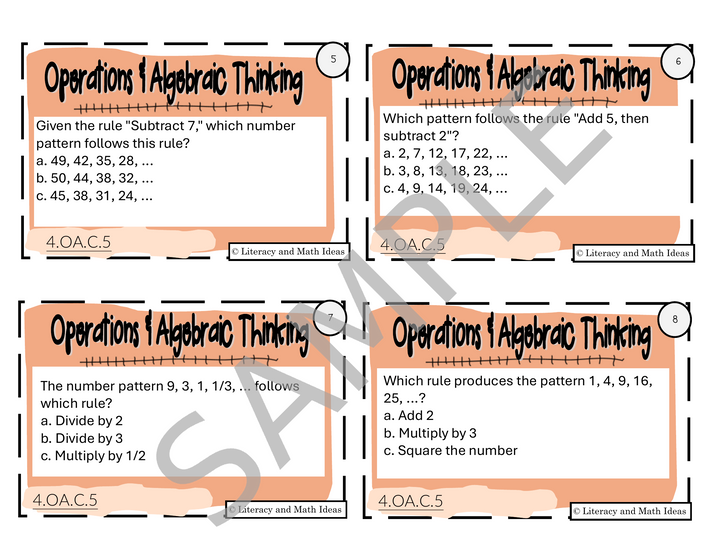 Grade 4 Operations and Algebraic Thinking Task Cards & Intervention