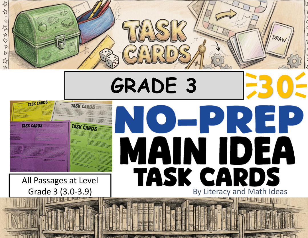 No Prep 3rd Grade Main Idea Task Cards | Science of Reading & Test Prep