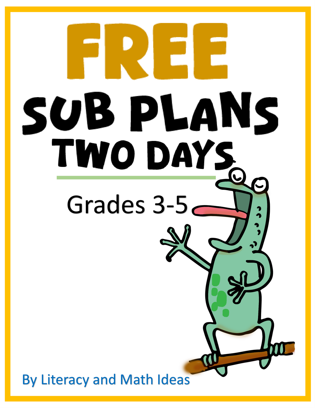 Free 2-Day Substitute Teacher Lesson Plans & Binder for Grades 3-5