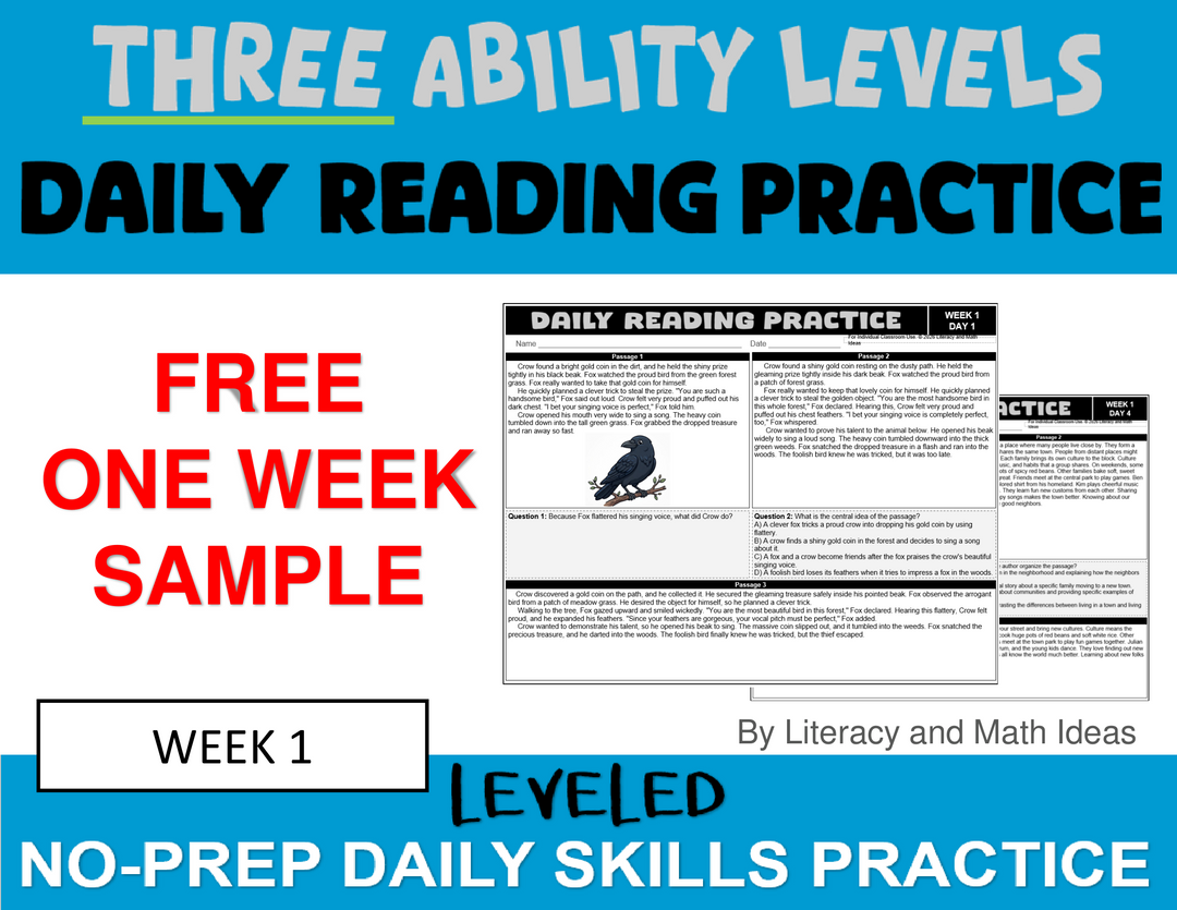 Free Differentiated Daily Reading Practice - 1 Week Sample