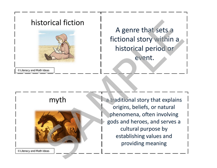 Literary Genre Flashcards with Printable Storage Box