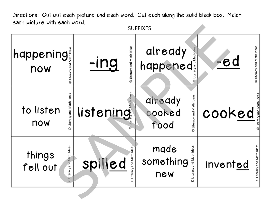 Prefix and Suffix Sorting Cards: Vocabulary Building Activity - Grade 3