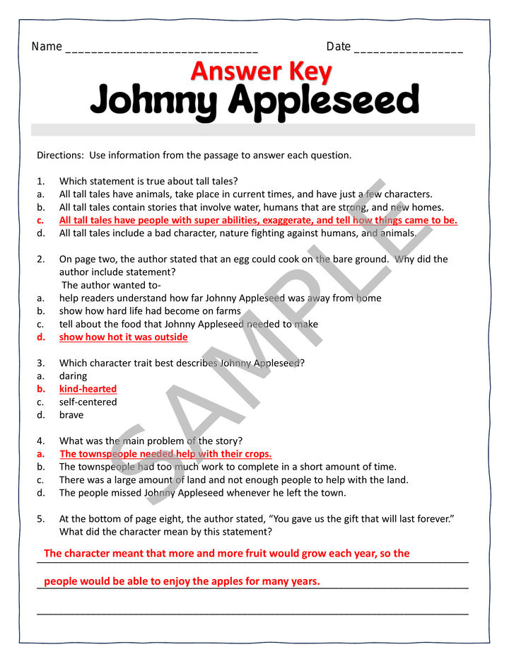 Four Tall Tales Reading Comprehension & Writing Bundle