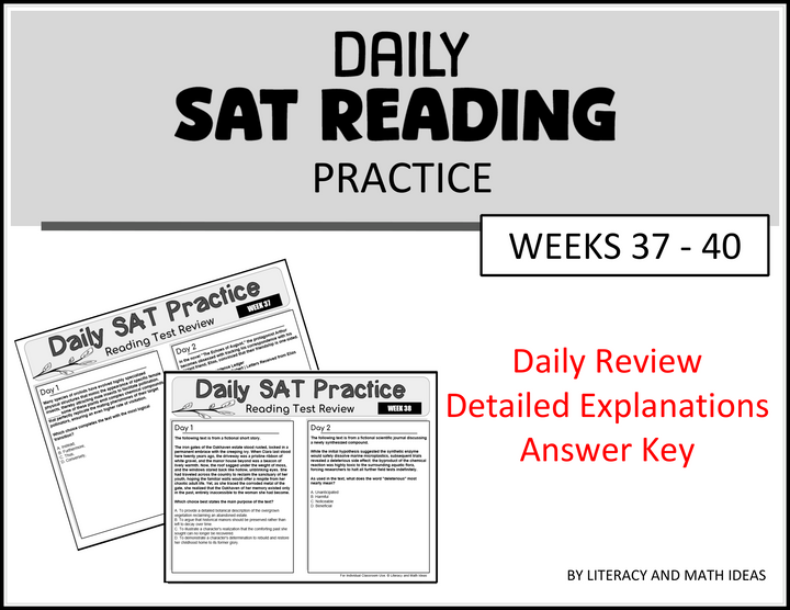 Daily SAT Reading Practice Weeks 37-40: Critical Reading & Grammar Prep