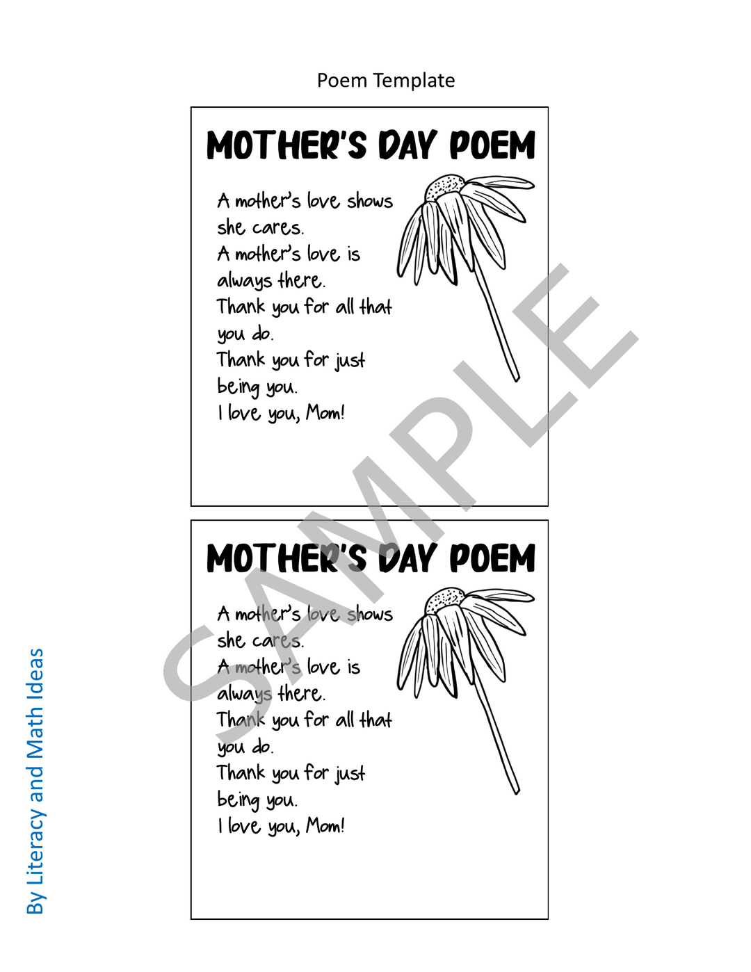 Free Mother's Day Crafts & Templates (Jumbo Flower & Poem)