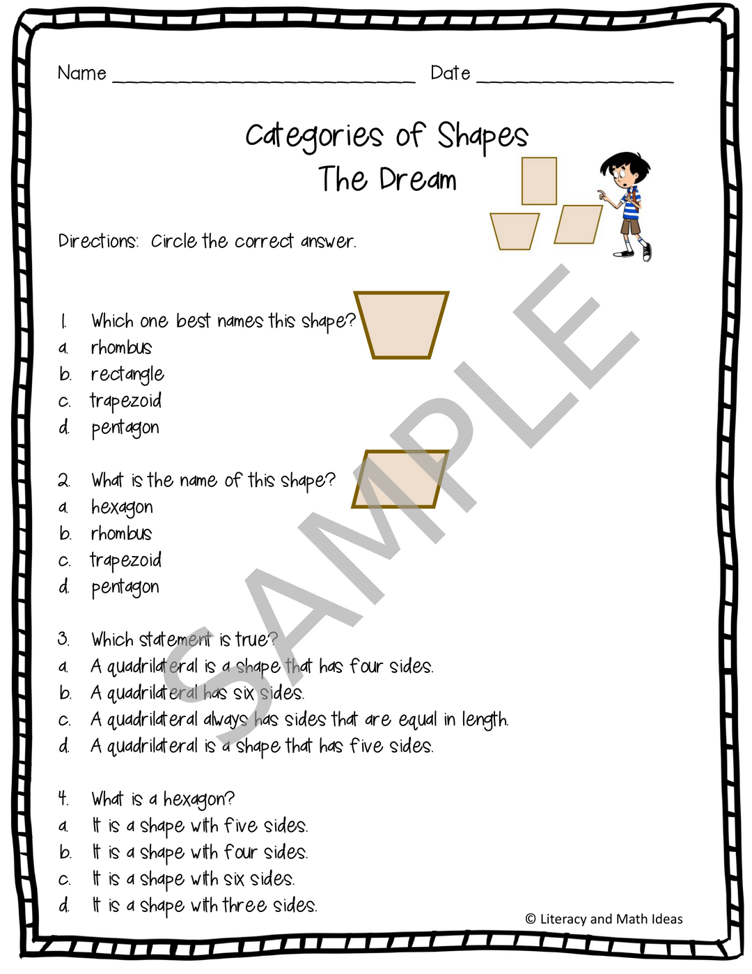 Printable Math Storybooks: Perimeter, Area, Fractions, Money & 2D Shapes