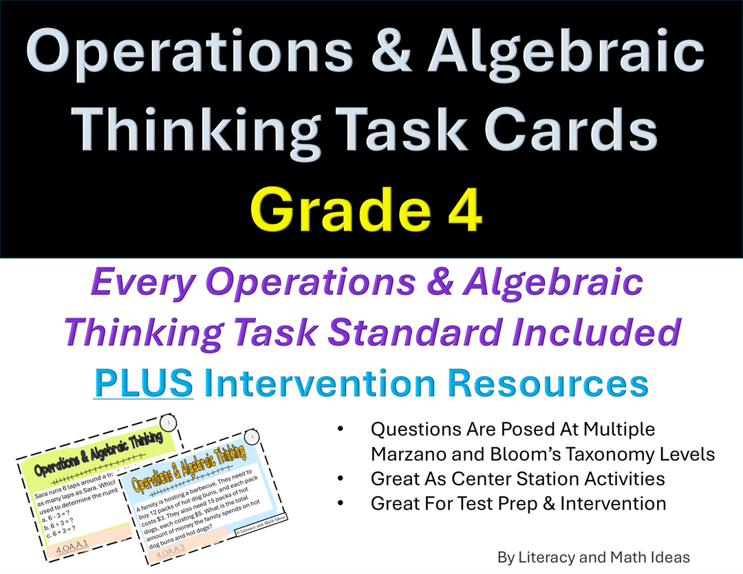 Grade 4 Operations and Algebraic Thinking Task Cards & Intervention