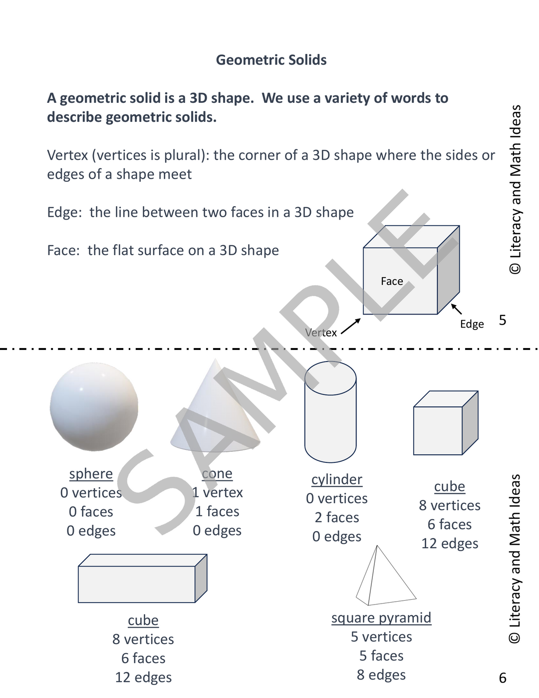 Free Printable Math Storybook: Geometric Solids, Vertices, Edges & Faces