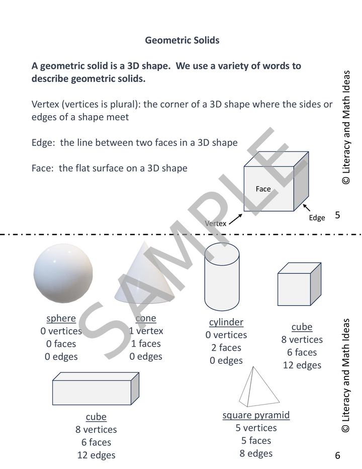 Free Printable Math Storybook: Geometric Solids, Vertices, Edges & Faces