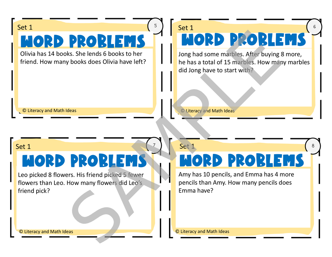 Interactive Hands-On Math Word Problems & Sliders