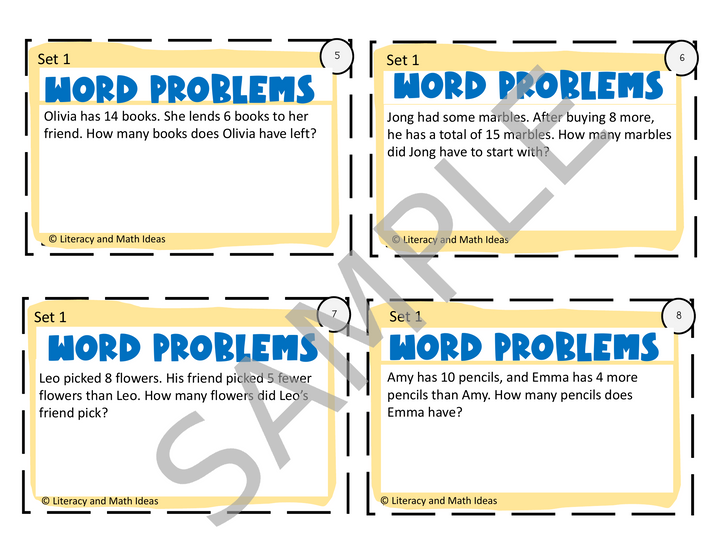 Interactive Hands-On Math Word Problems & Sliders