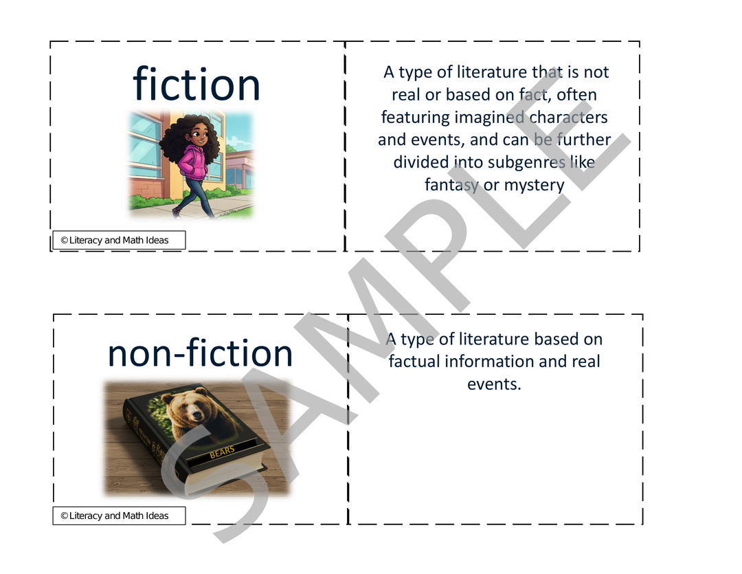 Literary Genre Flashcards with Printable Storage Box