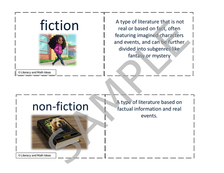 Literary Genre Flashcards with Printable Storage Box