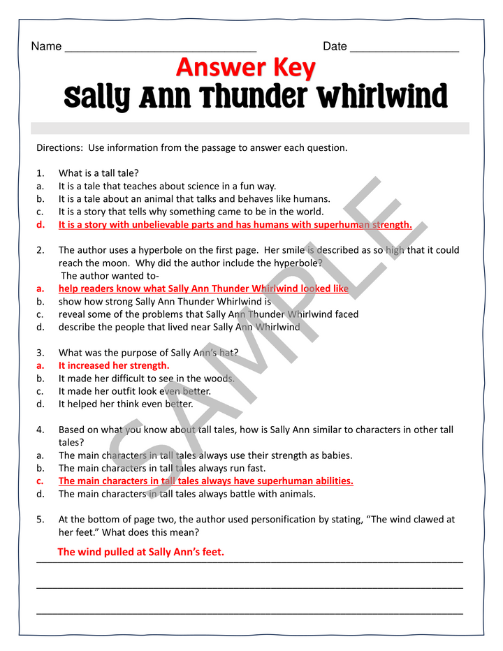 Four Tall Tales Reading Comprehension & Writing Bundle