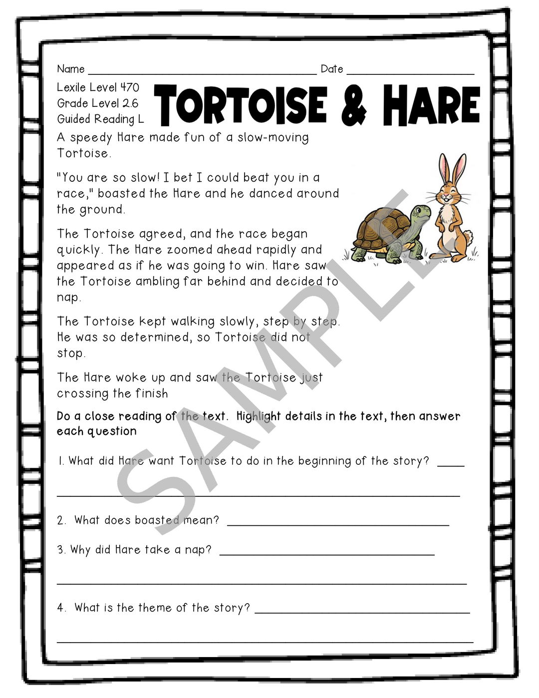 Folktales Leveled Reading Passages & Comprehension Questions (Levels L-N)