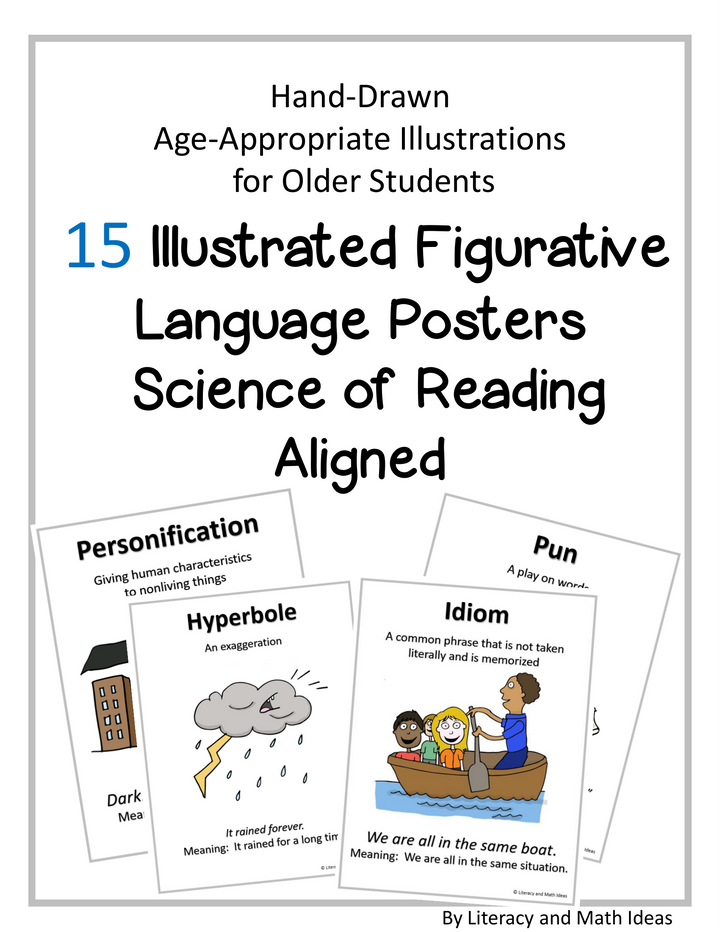 15 Illustrated Figurative Language Posters for Upper Elementary