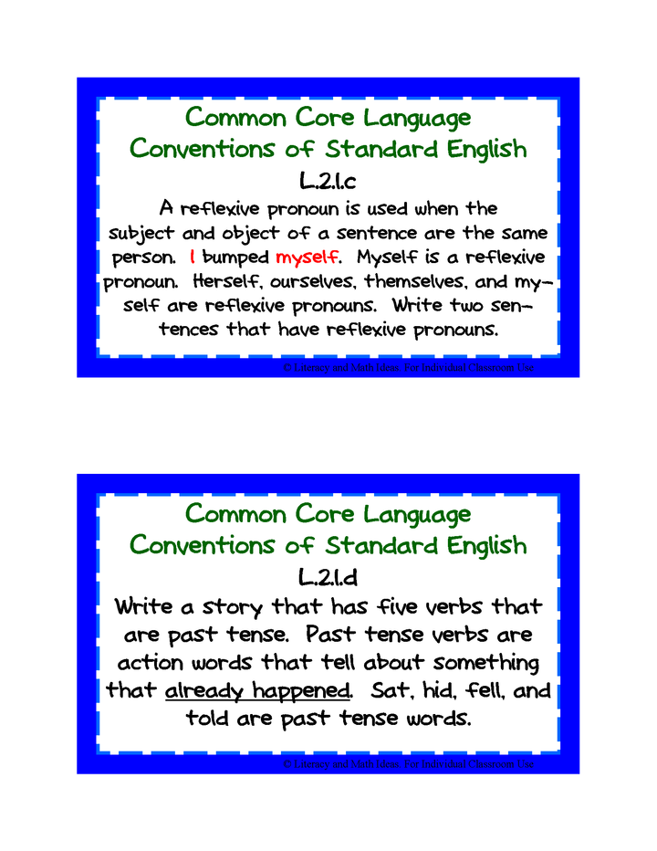 Common Core Language Arts Standards Task Cards: Grade 2