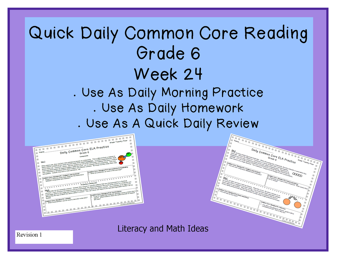 Grade 6 Daily Common Core Reading Practice Week 24