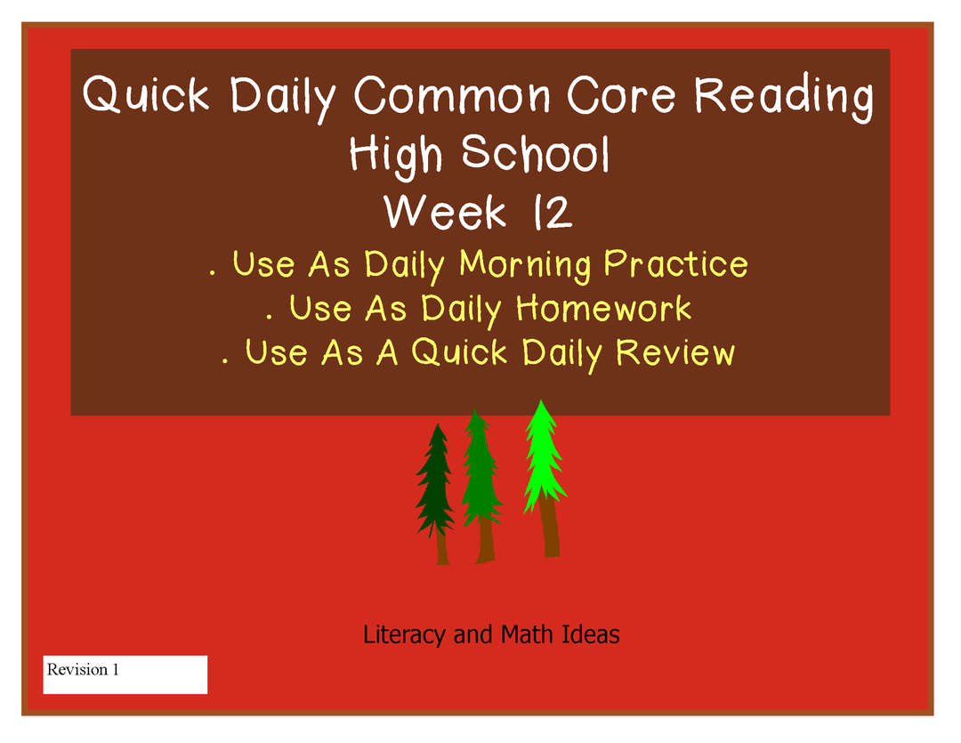 High School Daily Common Core Reading Practice Week 12