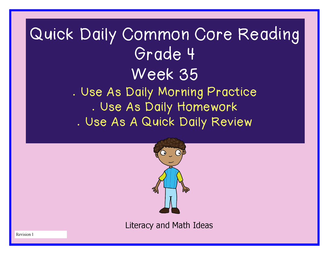 Grade 4 Daily Common Core Reading Practice Week 35