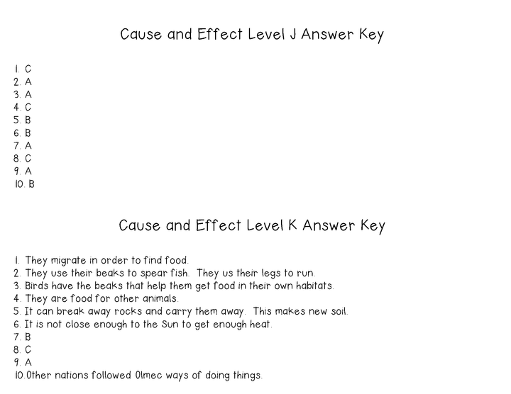 Cause and Effect Task Cards For Each Guided Reading Level (Levels J,K,L,M)