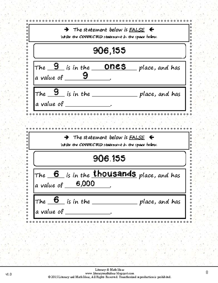 Grade 5 Common Core Interactive Notebook Number and Operations in Base Ten