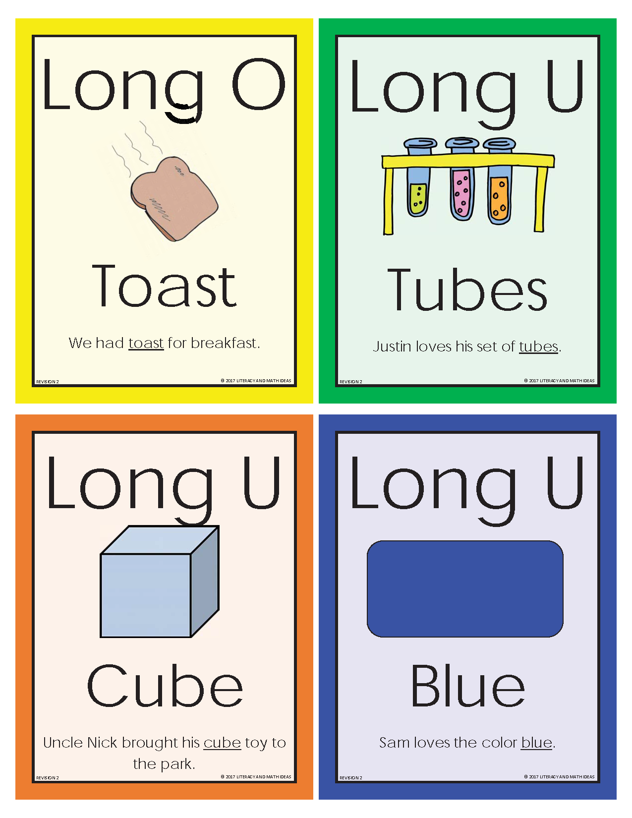 Colorful Vowel Sounds Charts – Literacy and Math Ideas