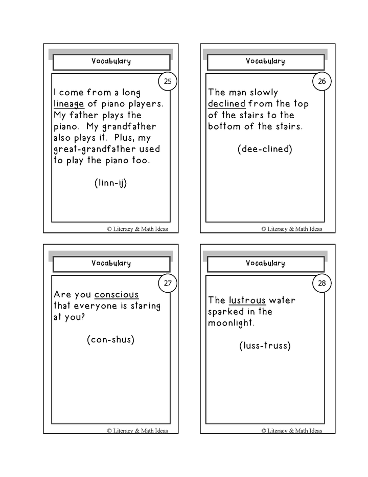 Vocabulary Building Playing Cards