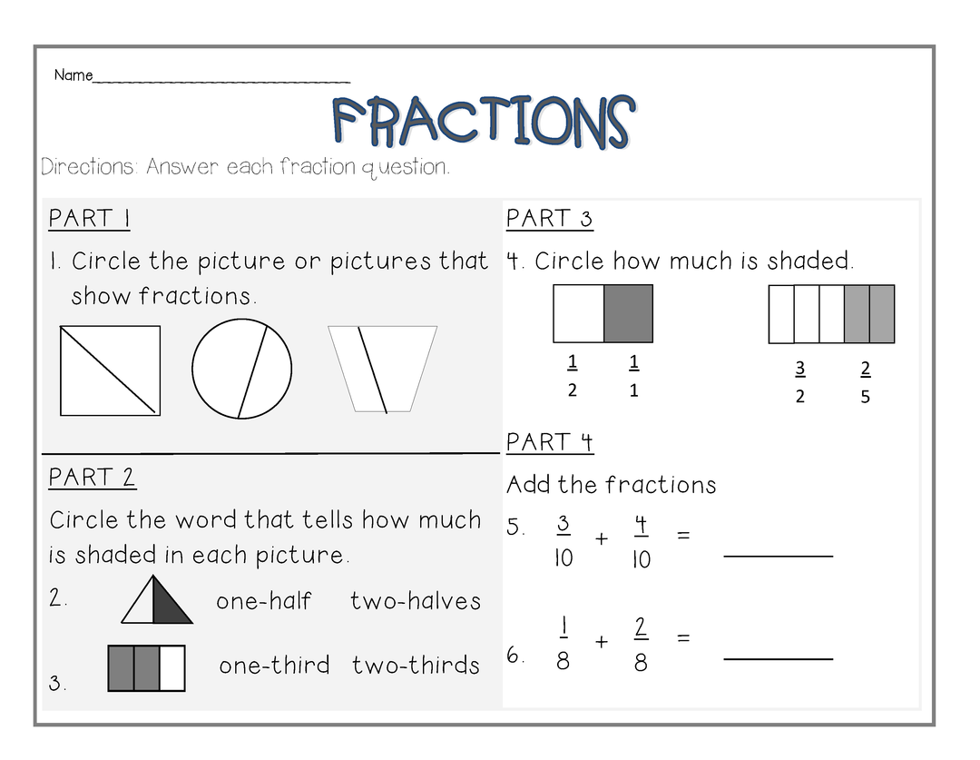 Guided Math: Fractions (Leveled Practice)