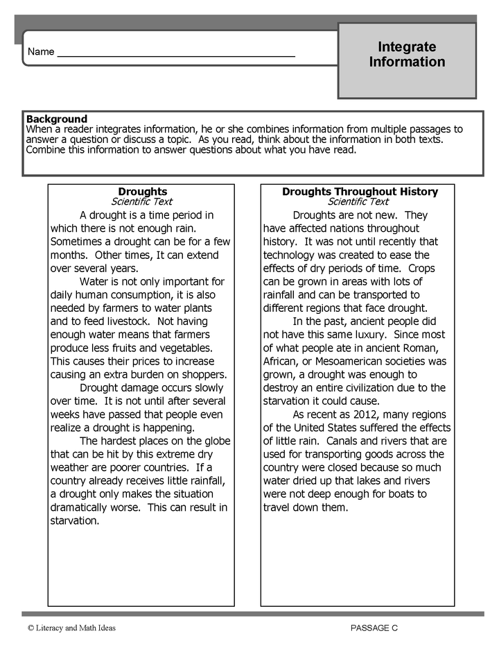 Reading Comprehension: Integrate Texts