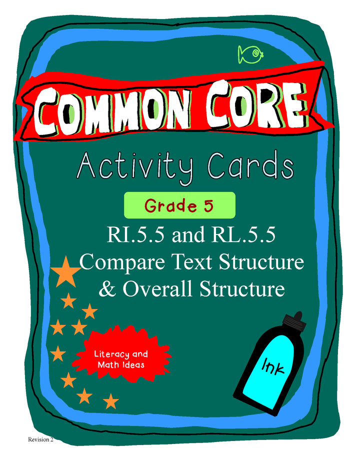 Text Structure Activity Cards Grade 5 Common Core RI.5.5 & RL.5.5