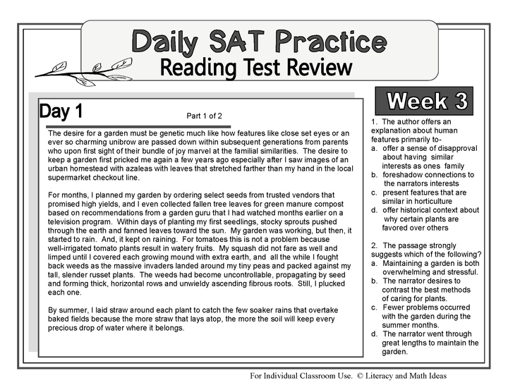 Daily SAT Reading Practice Week 3