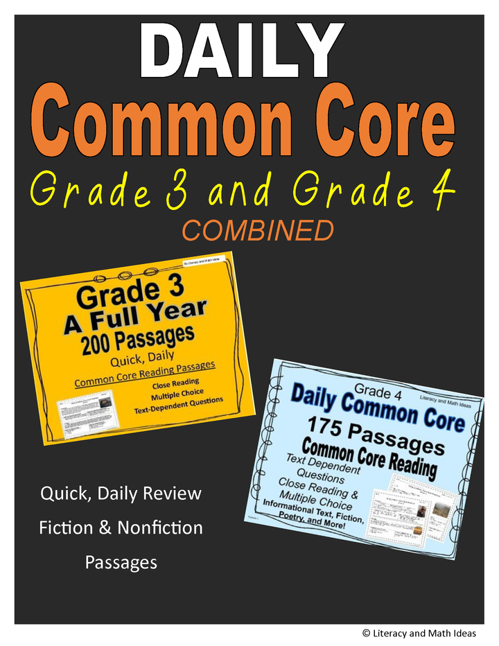 Daily Common Core Reading Grade 3 and Grade 4 Combined