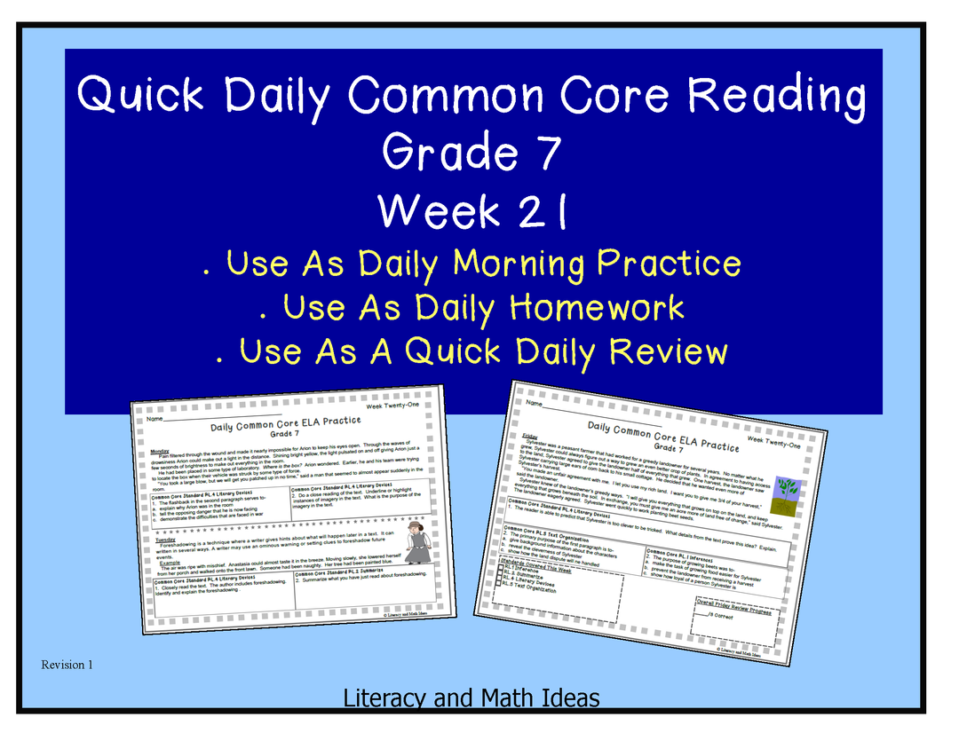 Grade 7 Daily Common Core Reading Practice Week 21